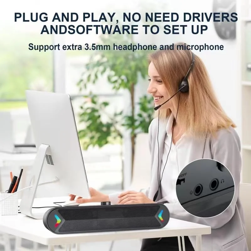 اسپیکر کامپیوتر USB LENRUE برای کامپیوتر رومیزی، اسپیکر 10 واتی برای کامپیوتر رومیزی/لپ تاپ/تبلت/مانیتور، ساندبار USB تک سیم، اتصال آسان، بدون تاخیر صدا (بدون پورت AUX 3.5 میلی متری) اسپیکر کامپیوتر USB LENRUE برای کامپیوتر رومیزی، اسپیکر 10 واتی برای کامپیوتر رومیزی/لپ تاپ/تبلت/مانیتور، ساندبار USB تک سیم، اتصال آسان، بدون تاخیر صدا (بدون پورت AUX 3.5 میلی متری)