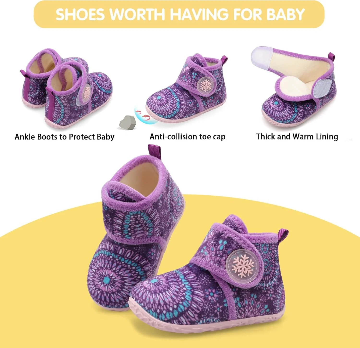 پاپوش نوزادی FEETCITY، جوراب و کفش گرم و نرم مناسب برای دختران و پسران پاپوش نوزادی FEETCITY، جوراب و کفش گرم و نرم مناسب برای دختران و پسران