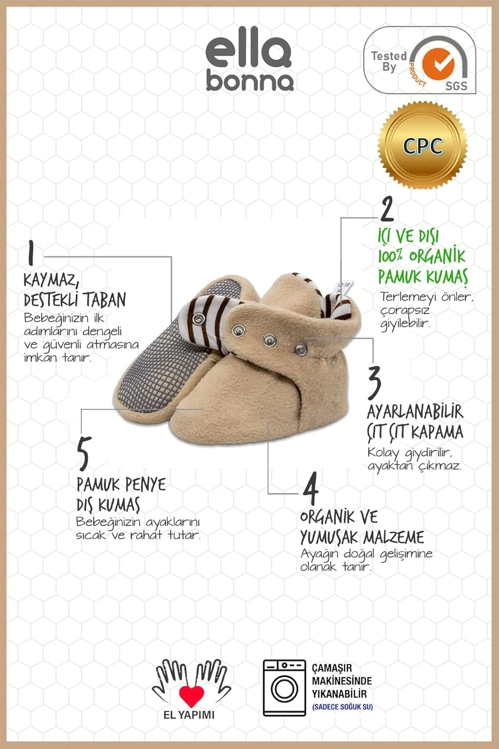 پاپوش های مینی پشمی دخترانه الا بونا با زیره ضد لغزش و انعطاف پذیر