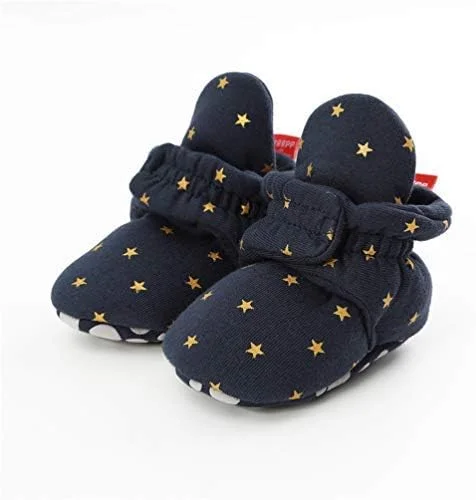 بوت نوزادی یونیسکس EDOTON با زیره نرم و طرح راه راه، جوراب بوت نوزاد، بوت ساق کوتاه قابل تنظیم