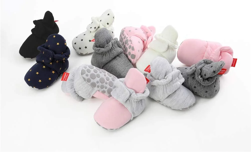 بوت نوزادی یونیسکس EDOTON با زیره نرم و طرح راه راه، جوراب بوت نوزاد، بوت ساق کوتاه قابل تنظیم