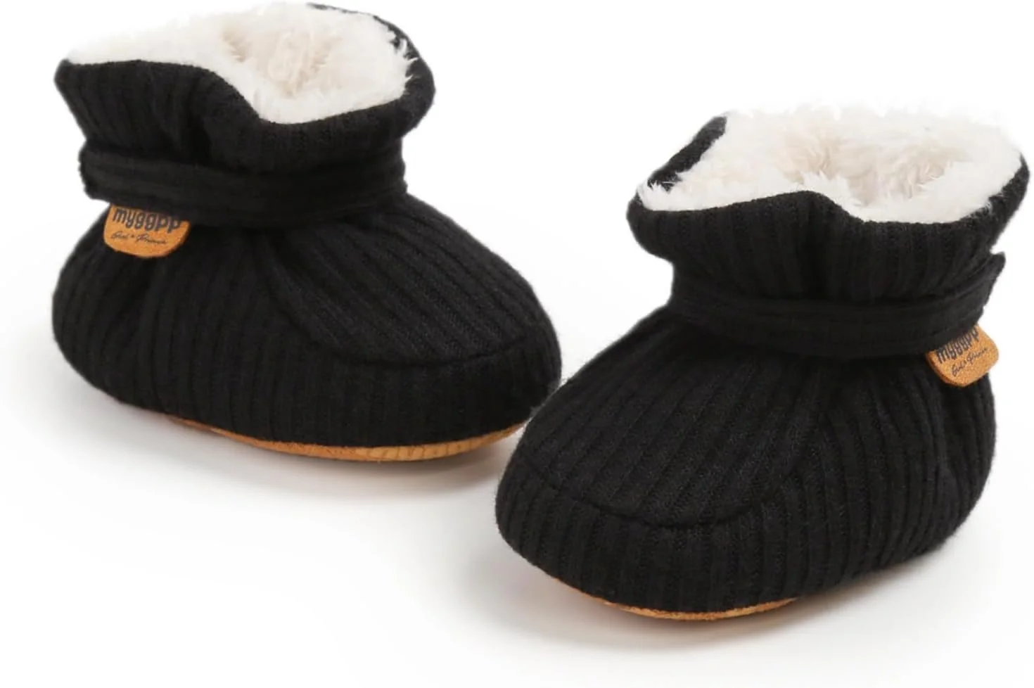 جوراب پاپوش حرارتی نخی AKINGIO مناسب نوزادان دختر و پسر، ضد لغزش، نرم، مناسب نوزاد تازه متولد شده، پاپوش تخت نوزاد، مشکی 12 سانتی متر