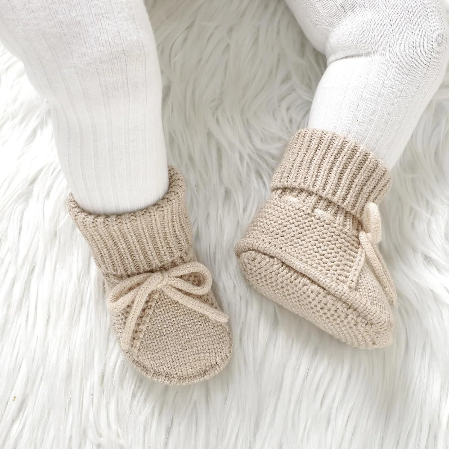 جوراب پاپوش بافتنی گرم و نرم نوزادی DovFanny با پاپیون برای نوزاد پسر و دختر