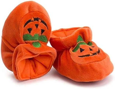 Newborn Baby Boys' Girls' Halloween Pumpkin Bootie Soft Soles Infant Crib Shoes