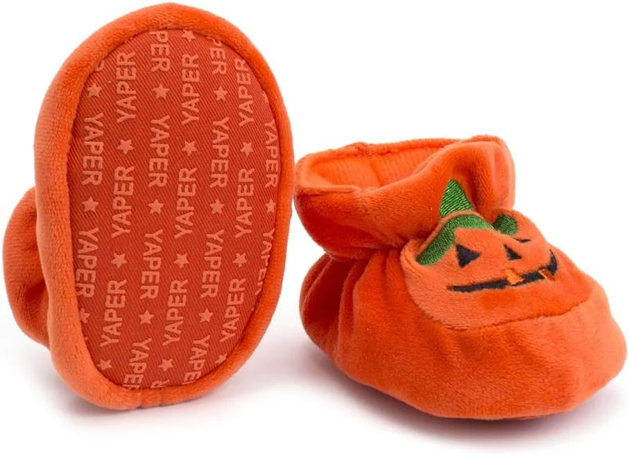 Newborn Baby Boys' Girls' Halloween Pumpkin Bootie Soft Soles Infant Crib Shoes