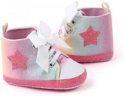 DecoLoral Decor Me Baby Girls Green Applique Bow Star Printed Booties For Girl