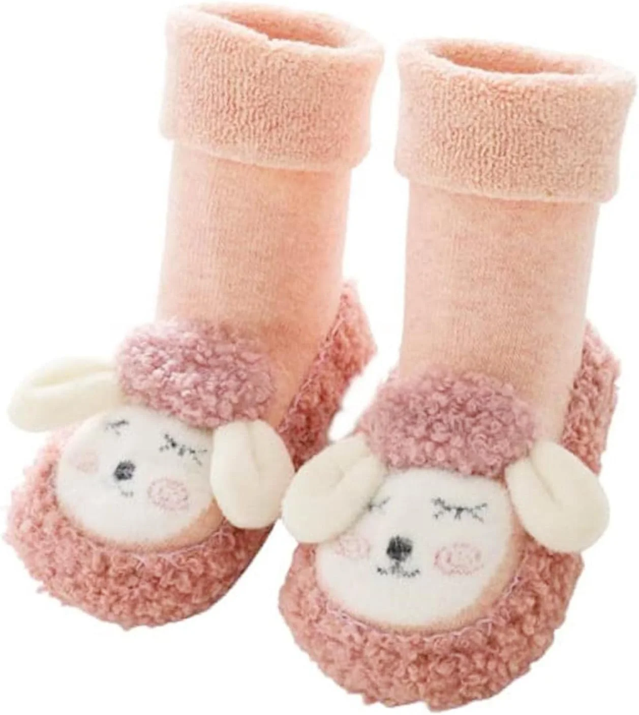 جوراب پاپوش نخی کودکانه - جوراب روفرشی نرم و لطیف و تنفسی برای دختران - جوراب پاپوش گرم مناسب خانه برای نوزادان دختر