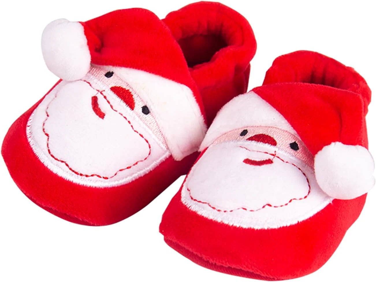 کفش های کریسمس بابا نوئل نوزادی یونیسکس، پاپوش های پشمی نرم و ضد لغزش، کفش های اولین قدم نوزاد، دمپایی گرم زمستانی پسرانه و دخترانه