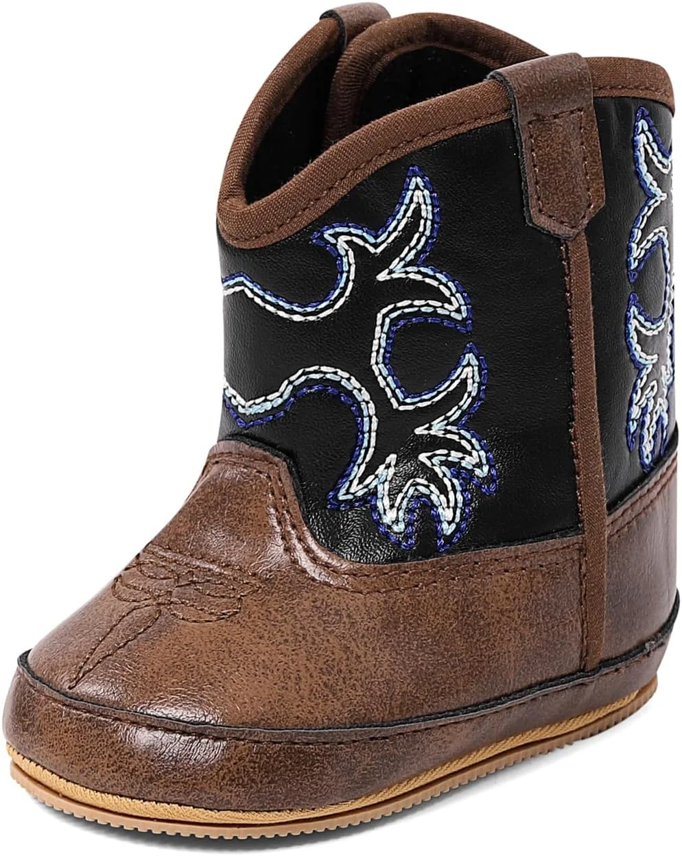 پاپوش و بوت نوزادی شاد ماریو، بوت چرمی PU مناسب پسران و دختران، کفش جین، قهوه ای B، 6-12 ماه