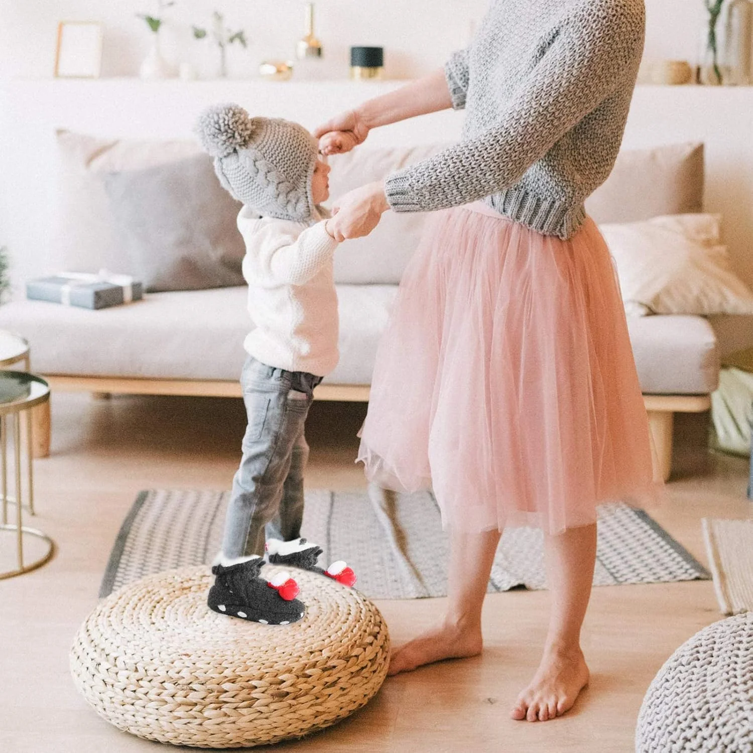 یک جفت پاپوش کریسمس نوزاد، زمستانی، گرم، پنبه ای، کفش کریسمس نوزاد، پاپوش پشمی خزدار، کفش های پیش راه رفتن تخت نوزاد، خاکستری تیره یک جفت پاپوش کریسمس نوزاد، زمستانی، گرم، پنبه ای، کفش کریسمس نوزاد، پاپوش پشمی خزدار، کفش های پیش راه رفتن تخت نوزاد، خاکستری تیره