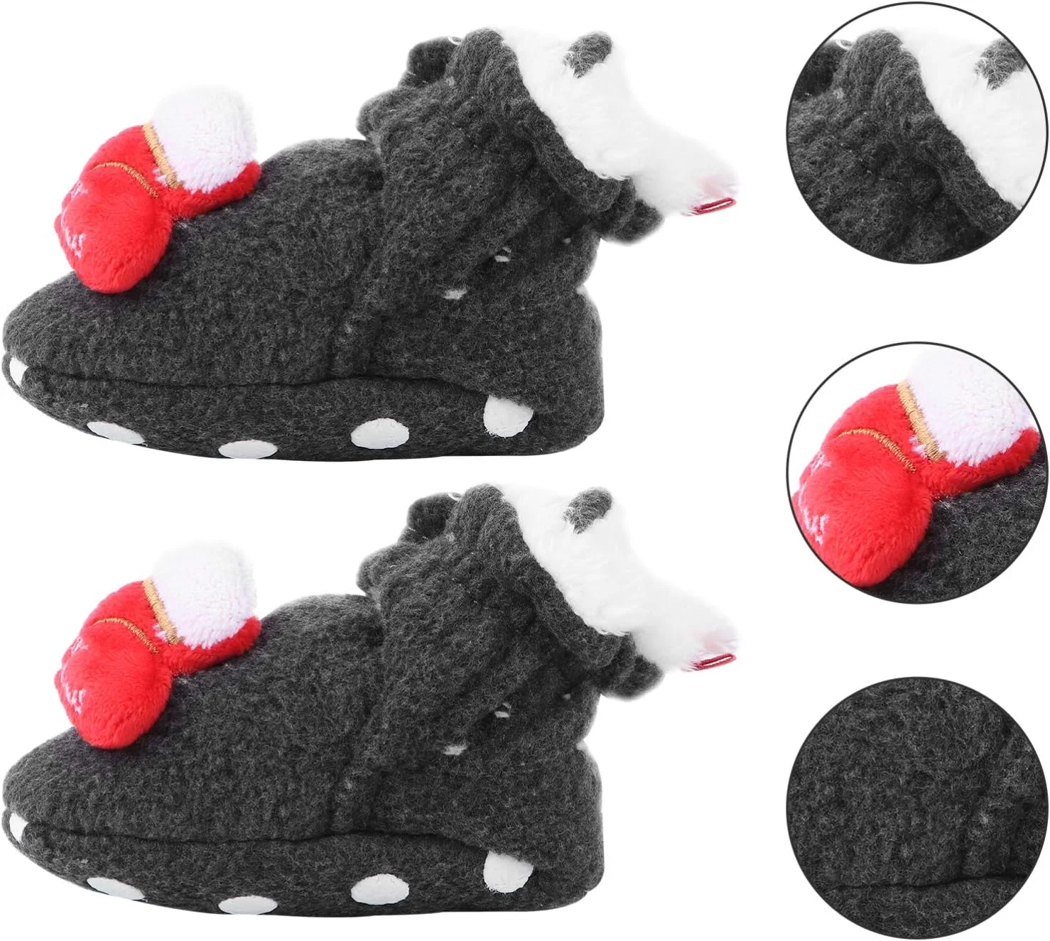 یک جفت پاپوش کریسمس نوزاد، زمستانی، گرم، پنبه ای، کفش کریسمس نوزاد، پاپوش پشمی خزدار، کفش های پیش راه رفتن تخت نوزاد، خاکستری تیره یک جفت پاپوش کریسمس نوزاد، زمستانی، گرم، پنبه ای، کفش کریسمس نوزاد، پاپوش پشمی خزدار، کفش های پیش راه رفتن تخت نوزاد، خاکستری تیره