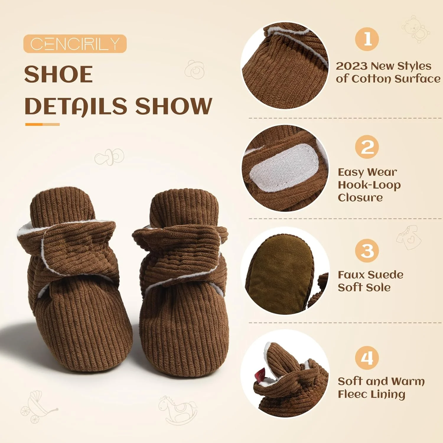 جوراب پاپوش نوزادی دخترانه و پسرانه CENCIRILY، کفش نرم و ضد لغزش، پاپوش ساق دار گرم مناسب زمستان، اولین کفش های راه رفتن جوراب پاپوش نوزادی دخترانه و پسرانه CENCIRILY، کفش نرم و ضد لغزش، پاپوش ساق دار گرم مناسب زمستان، اولین کفش های راه رفتن