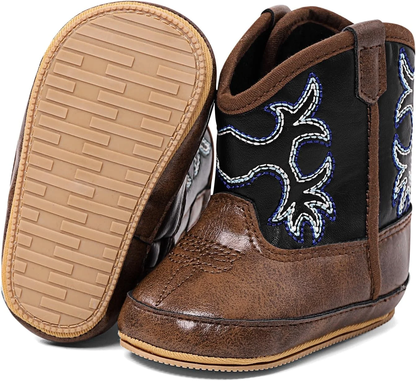 پاپوش های شاد ماریو، پاپوش نوزادی پسرانه دخترانه، بوت چرمی PU، کفش جین، بوت نوزاد، قهوه ای B، 12-18 ماه