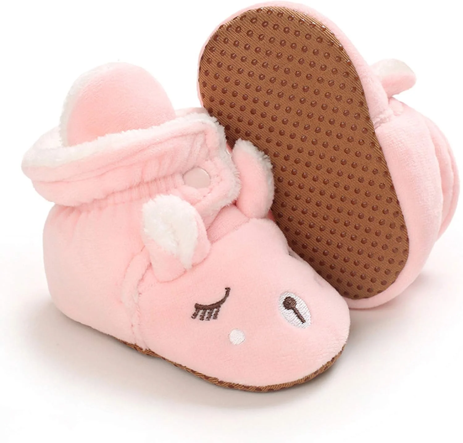 پاپوش نوزادی دخترانه پسرانه پشمی نرم طرح گوزن شمالی کریسمس