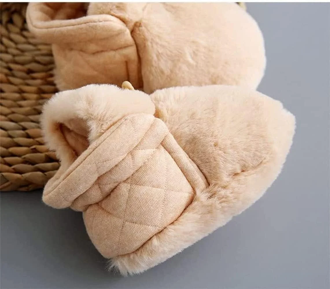 کفش نوزادی کارتونی مخمل پنبه ای، کفش های پاپوش زمستانی گرم زیره نرم ضد لغزش پسرانه دخترانه، کفش های پاپوش خانگی گرم مخمل نوزادی کارتونی زیبا، کفش های گرم نوزادی