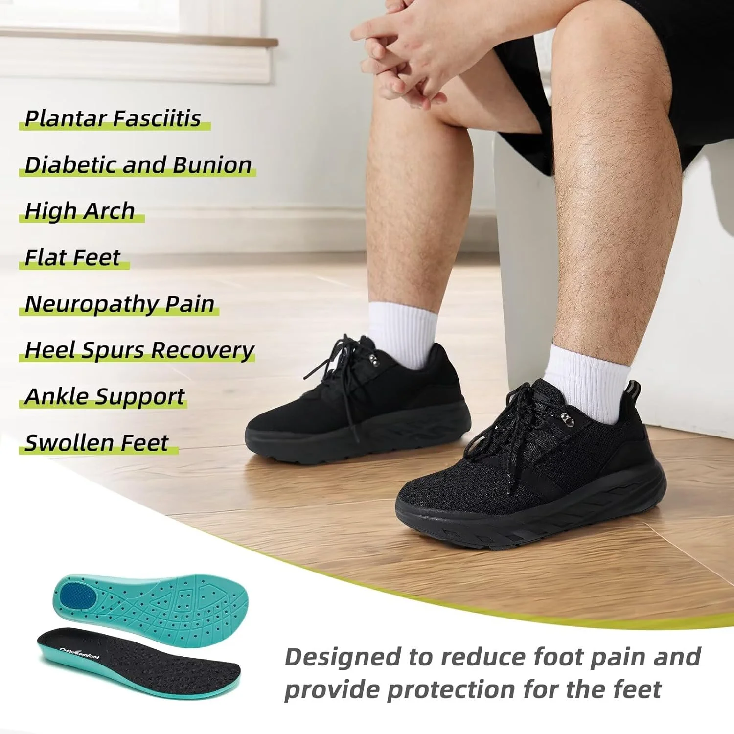 کفش‌های ارتوپدی OrthoComfoot برای آقایان، مناسب پنجه پهن، کفش‌های کتانی دیابتی راحت و شیک با پشتیبانی از قوس پا برای پاهای متورم، کفش‌های غیررسمی پلانتار فاسیایتیس برای تسکین درد پاشنه و پا