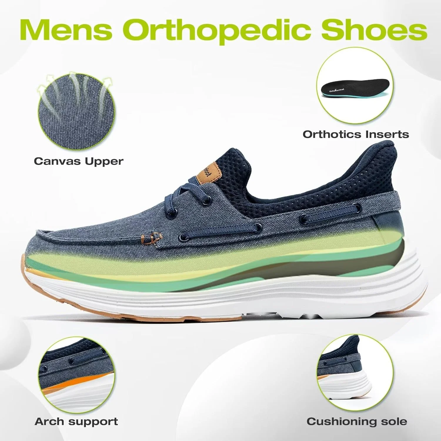 کفش‌های طبی مردانه ارتوکامفورت: کفش‌های راحتی با پشتیبانی از قوس پا برای پلانتار فاسایتی، کفش‌های پیاده‌روی غیررسمی طبی برای تسکین درد پا و پاشنه