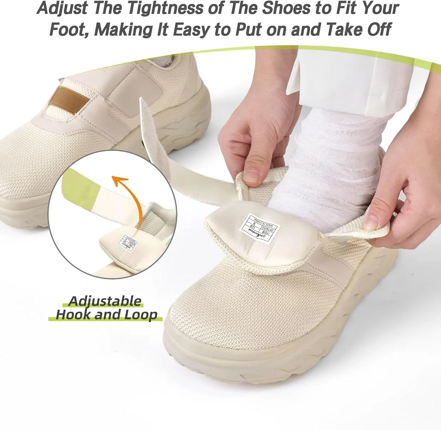 کفش پیاده روی طبی دیابتی پهن زنانه OrthoComfoot: کفش‌های راحتی روزمره با پشتیبانی از قوس پا برای پلانتار فاشیایتیس، کفش‌های کار قابل تنظیم برای قوس پای بلند و پاهای متورم، مناسب برای درد مچ پا و پاشنه