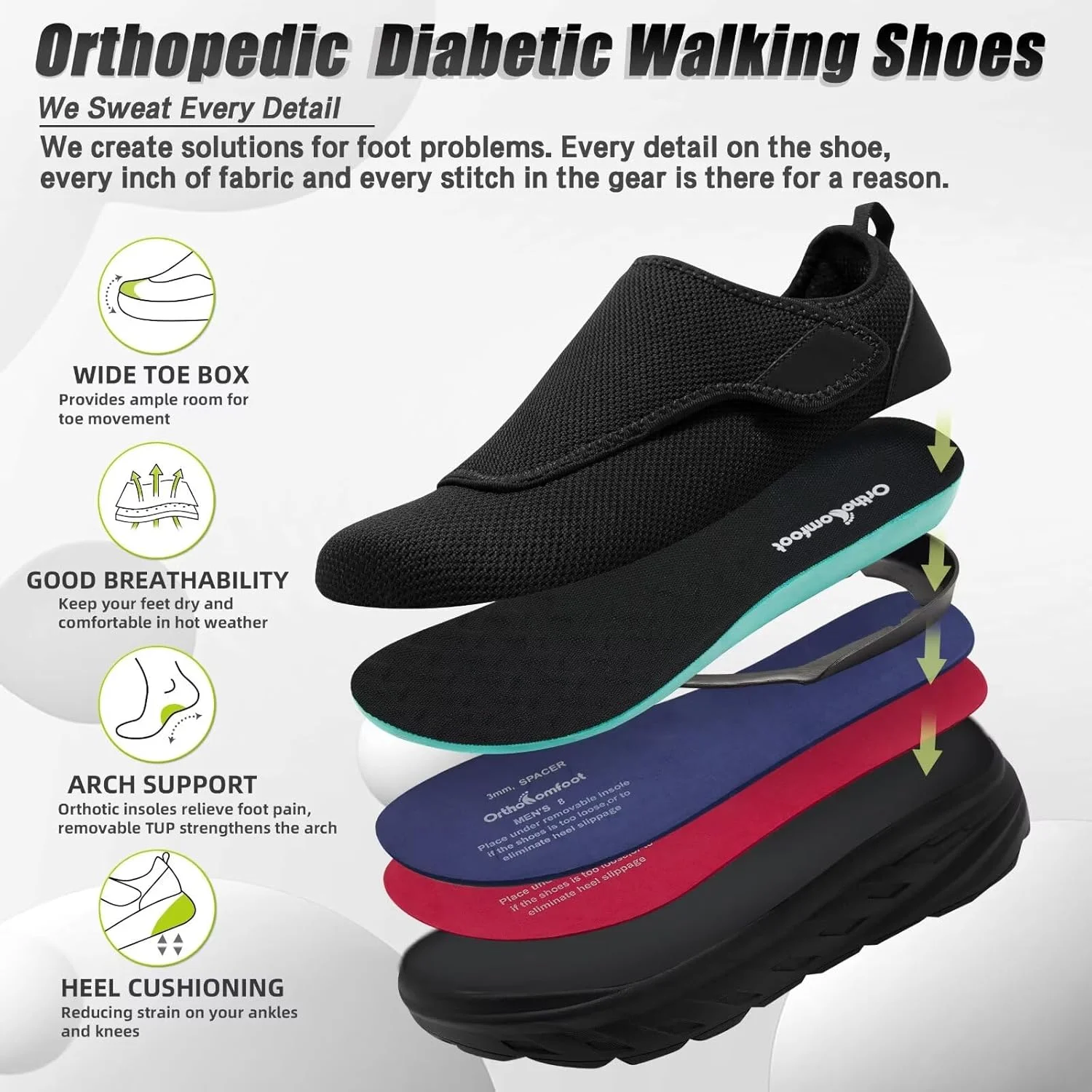 کفش پیاده روی ارتوپدی مردانه OrthoComfoot، فوق العاده پهن و مناسب دیابتی ها: راحت، قابل تنظیم، دارای قوس بالایی آسان، مناسب برای پاهای متورم، کفش های ارتوپدی غیر رسمی برای درد پاشنه و کف پا کفش پیاده روی ارتوپدی مردانه OrthoComfoot، فوق العاده پهن و مناسب دیابتی ها: راحت، قابل تنظیم، دارای قوس بالایی آسان، مناسب برای پاهای متورم، کفش های ارتوپدی غیر رسمی برای درد پاشنه و کف پا