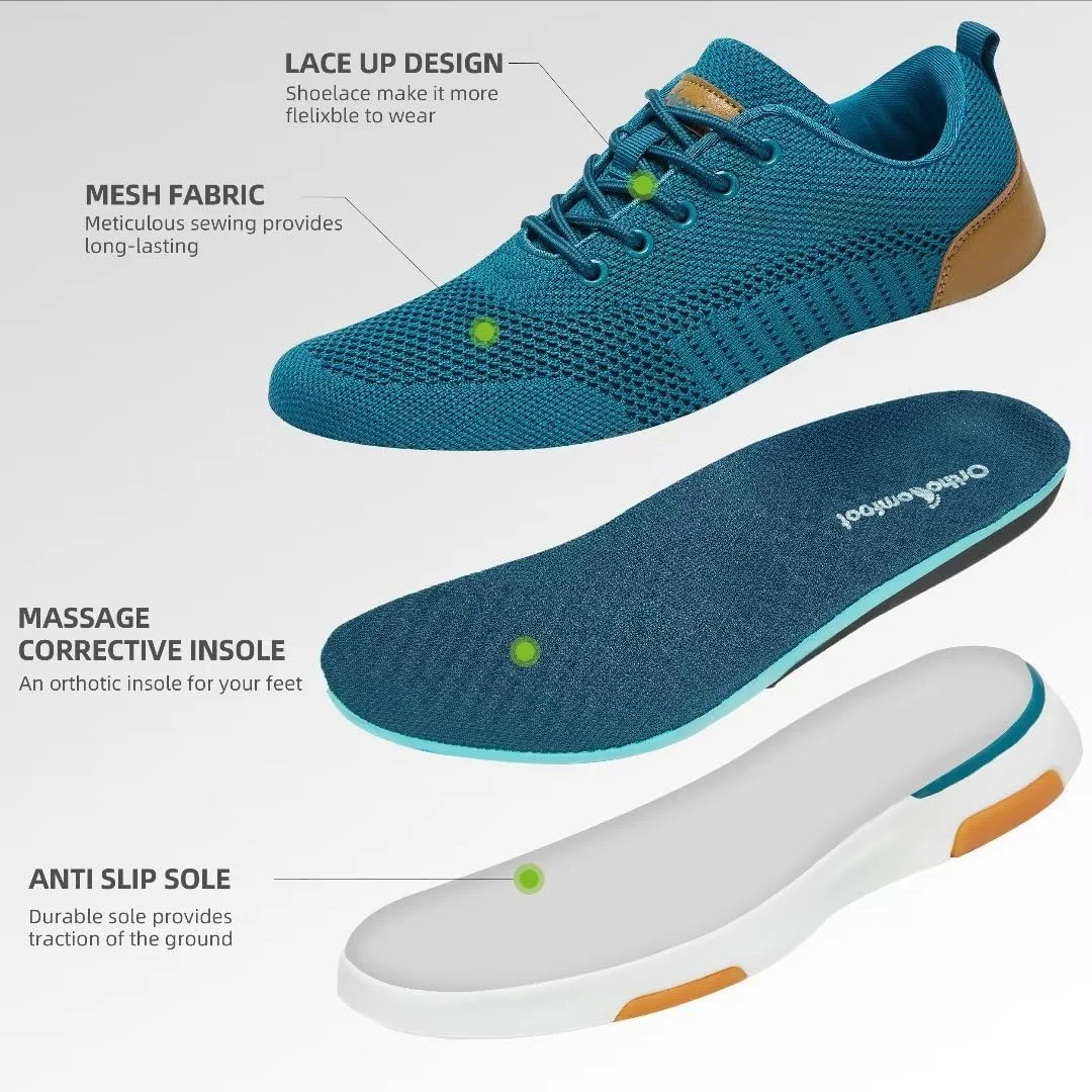 کفش پیاده روی زنانه ارتوکامفورت با پشتیبانی از قوس پا، رویه توری، کفش های بند دار ارتوپدی برای پلانتار فاسیایتیس، کفش های کتانی راحت و حمایتی غیر رسمی برای دویدن در فضای باز کفش پیاده روی زنانه ارتوکامفورت با پشتیبانی از قوس پا، رویه توری، کفش های بند دار ارتوپدی برای پلانتار فاسیایتیس، کفش های کتانی راحت و حمایتی غیر رسمی برای دویدن در فضای باز