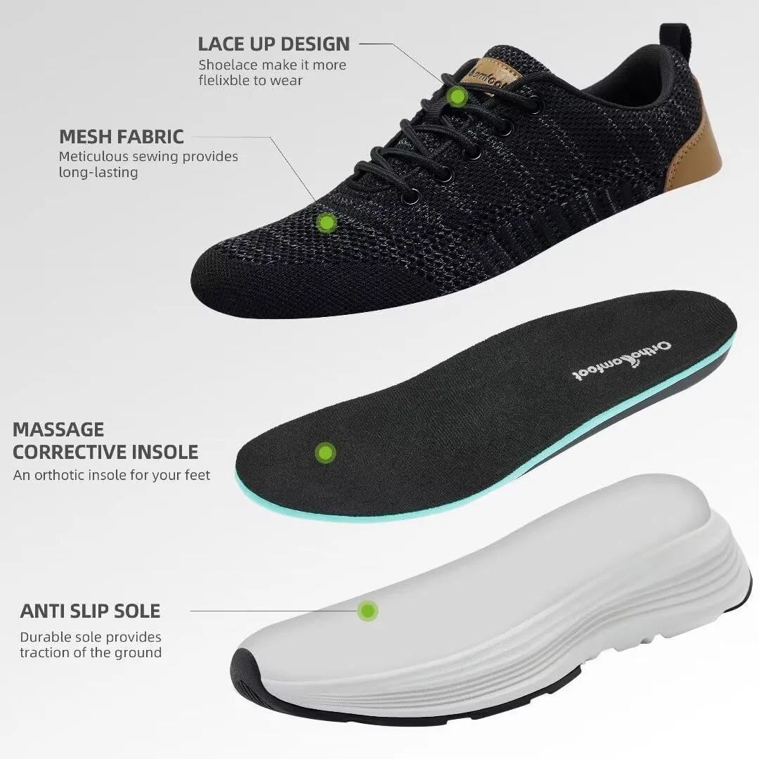 کفش کتانی طبی زنانه OrthoComfoot، کفش پیاده روی با پشتیبانی از قوس پا و قابلیت تنفس برای پلانتار فاسیایتیس، کفش کتانی طبی نرم و غیر رسمی برای تسکین درد مچ پا و پا