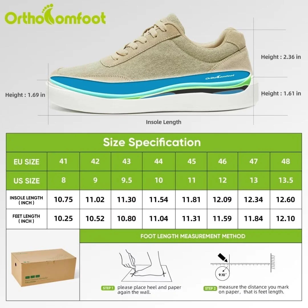 کفش کتانی طبی مردانه OrthoComfoot برای پلانتار فاسیایتی: کفش پیاده روی طبی راحت با پشتیبانی از قوس، کفش طبی تخت برای تسکین درد مچ پا و پا کفش کتانی طبی مردانه OrthoComfoot برای پلانتار فاسیایتی: کفش پیاده روی طبی راحت با پشتیبانی از قوس، کفش طبی تخت برای تسکین درد مچ پا و پا