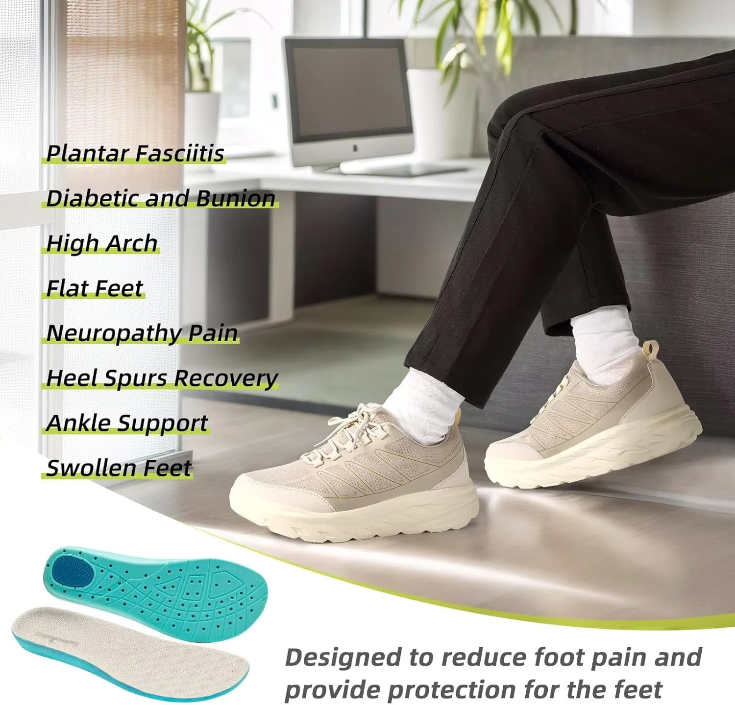 کفش پیاده روی ارتوپدی دیابتی پهن زنانه OrthoComfoot: کفش کتانی راحت و غیر رسمی با پشتیبانی از قوس پا برای پلانتار فاسایتیس، کفش کار ارتوپدی با قوس زیاد برای پای متورم و درد مچ پا و پاشنه