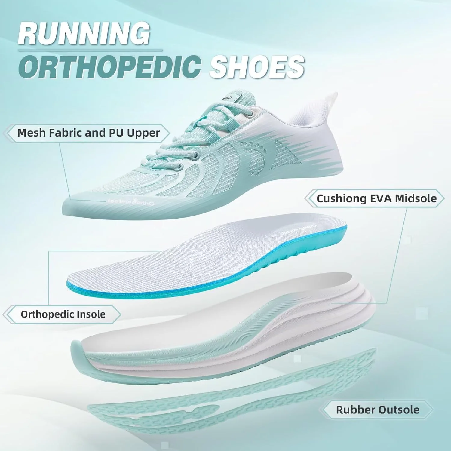 کفش های دویدن جاده ارتوپدی زنانه: کفش های ورزشی ارتوپدی فاشیای پلانتار با پشتیبانی قوس راحت، کفش های کتانی مد روز ورزشی، کفش های پیاده روی تنیس تخت و معمولی برای درد پا و پاشنه