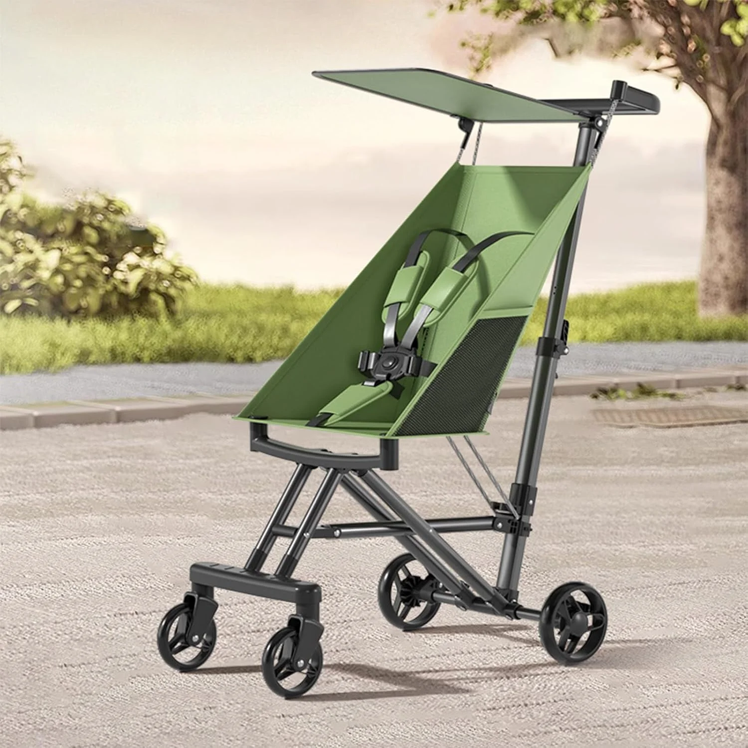 Baby Stroller,Lightweight Baby Stroller–Travel Baby Item for Toddler 6m to 3yrs – Compact Pram,Extra Wide Canopy, Umbrella Fold, Easy Assemble Strap – Green