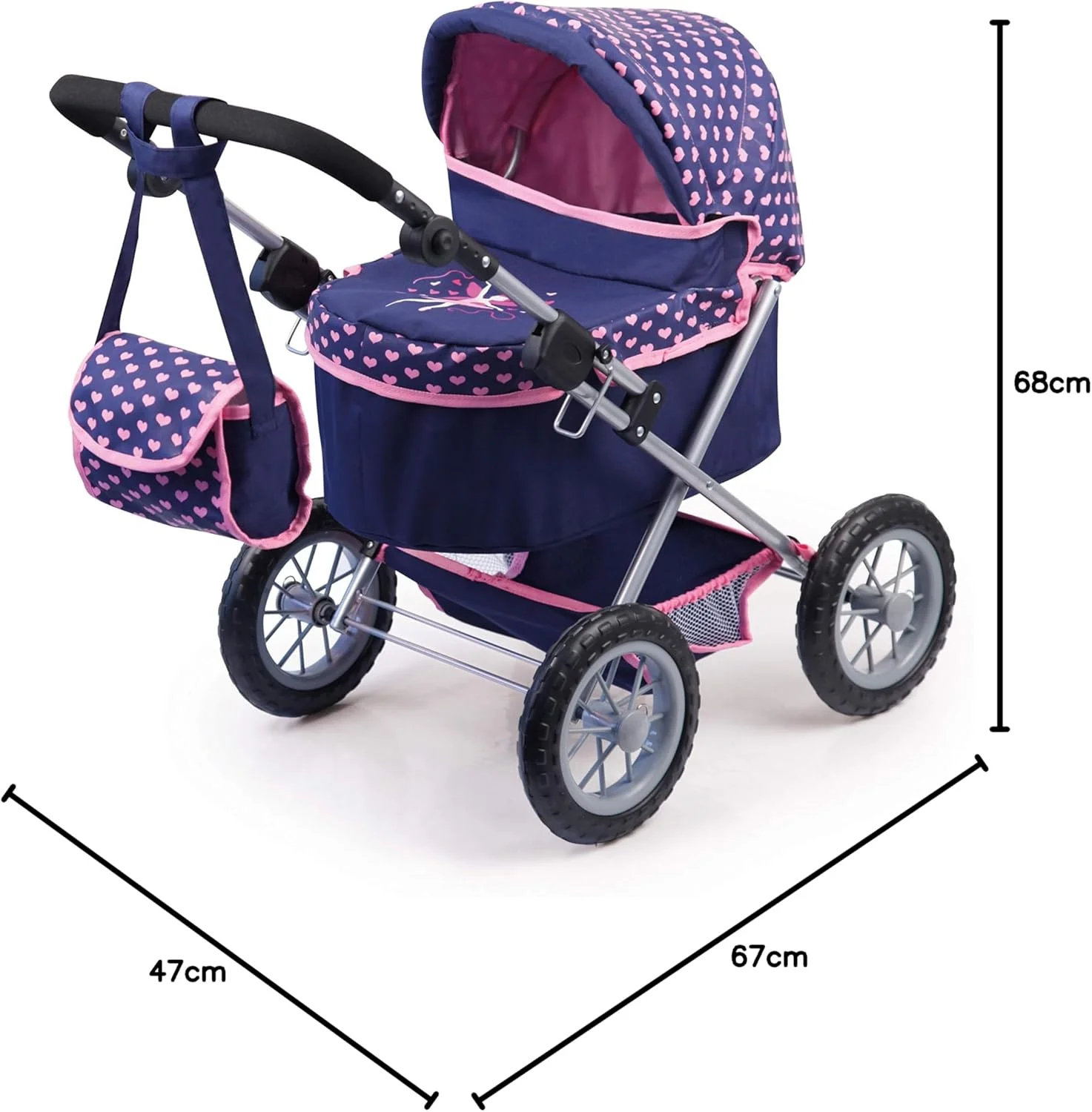 کالسکه عروسک ترندی بایر دیزاین 13052AA، تاشو، دسته قابل تنظیم ارتفاع، آبی، صورتی کالسکه عروسک ترندی بایر دیزاین 13052AA، تاشو، دسته قابل تنظیم ارتفاع، آبی، صورتی