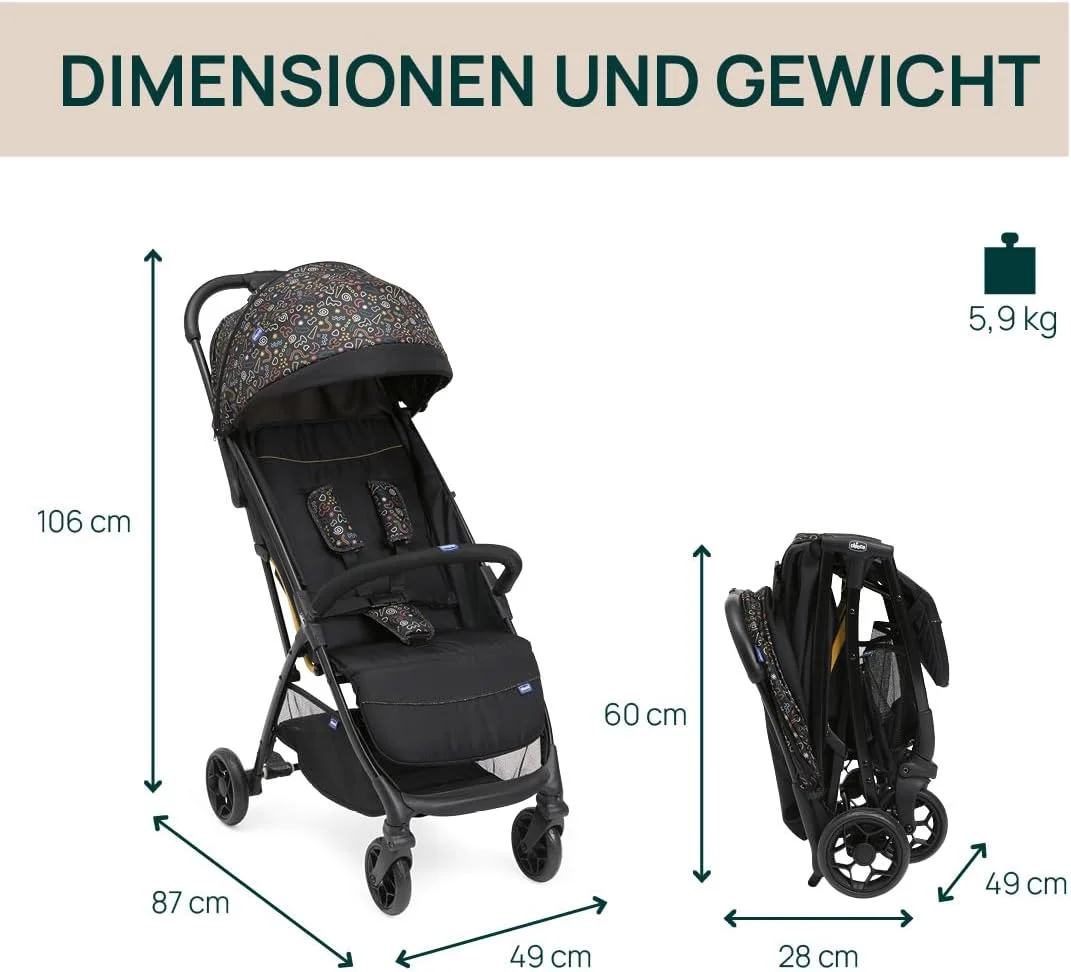 Chicco Glee Stroller 0m-4y, Playful Black Chicco Glee Stroller 0m-4y, Playful Black