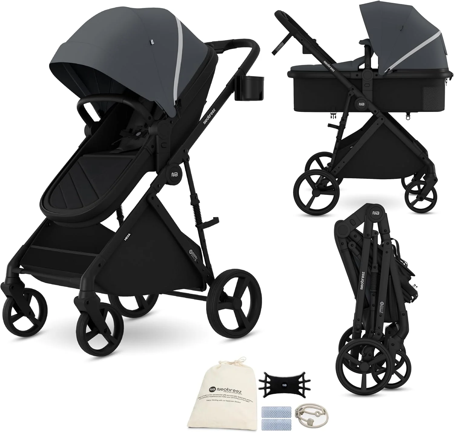 ست کالسکه مسافرتی تاشو 2 در 1 HEXA، سبد حمل و گهواره، سبد XL، سایبان ضد آب UPF 50+، کالسکه بچه با دسته قابل برگشت، جا لیوانی 2 در 1، 0-4 سال، 22 کیلوگرم ست کالسکه مسافرتی تاشو 2 در 1 HEXA، سبد حمل و گهواره، سبد XL، سایبان ضد آب UPF 50+، کالسکه بچه با دسته قابل برگشت، جا لیوانی 2 در 1، 0-4 سال، 22 کیلوگرم