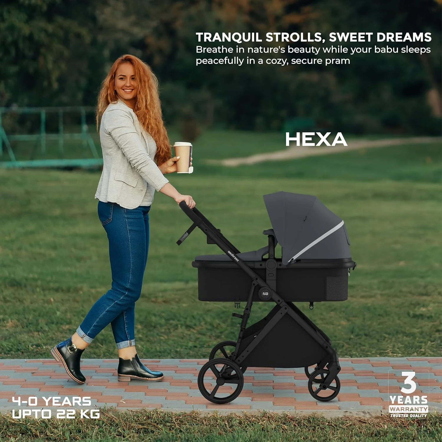 ست کالسکه مسافرتی تاشو 2 در 1 HEXA، سبد حمل و گهواره، سبد XL، سایبان ضد آب UPF 50+، کالسکه بچه با دسته قابل برگشت، جا لیوانی 2 در 1، 0-4 سال، 22 کیلوگرم ست کالسکه مسافرتی تاشو 2 در 1 HEXA، سبد حمل و گهواره، سبد XL، سایبان ضد آب UPF 50+، کالسکه بچه با دسته قابل برگشت، جا لیوانی 2 در 1، 0-4 سال، 22 کیلوگرم