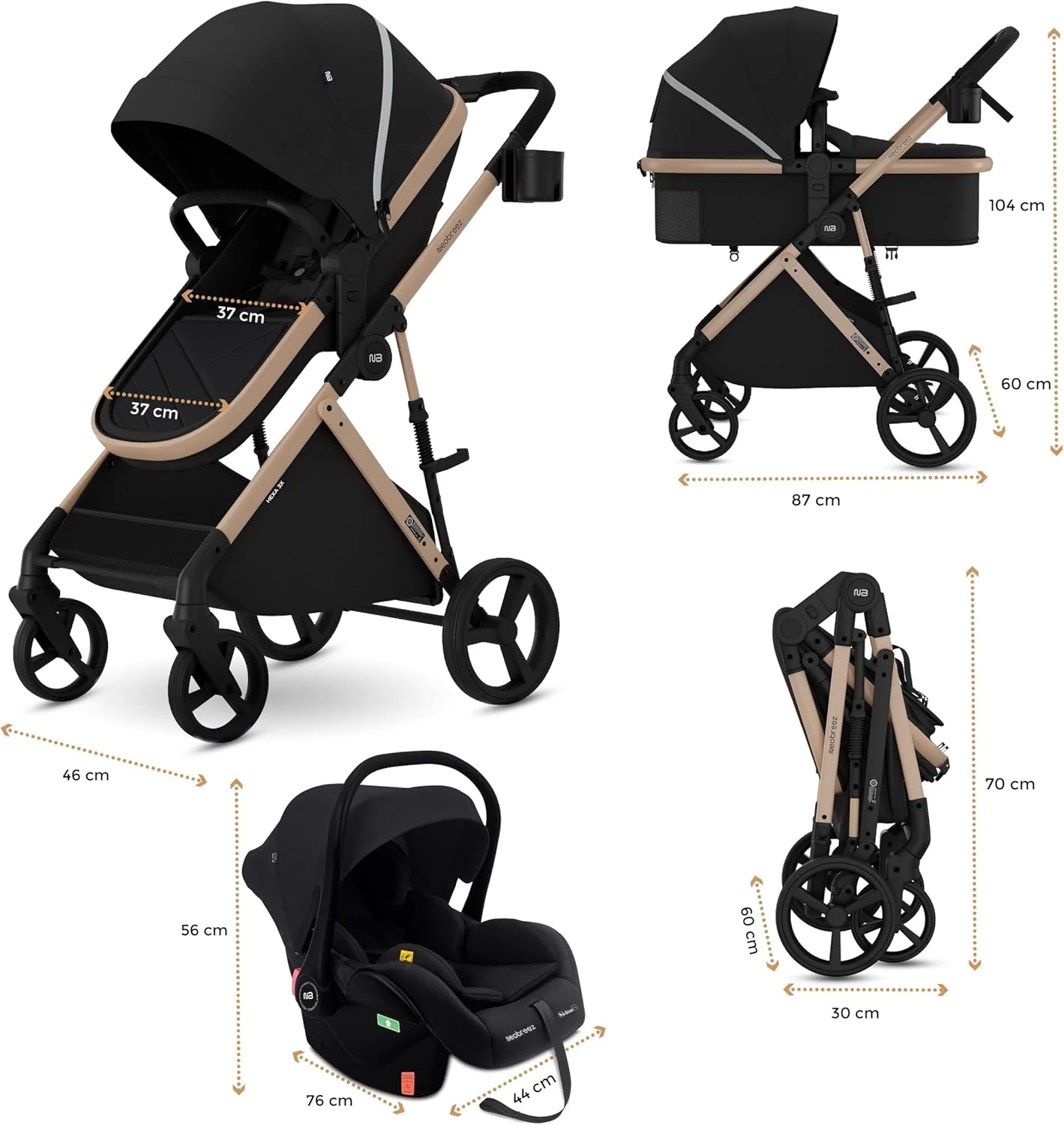 ست کالسکه مسافرتی 3 در 1 نوزاد HEXA3X به همراه صندلی ماشین، سبد XL، سایبان ضد آب UPF 50+، کالسکه با دسته قابل برگشت، 0-4 سال، 22 کیلوگرم ست کالسکه مسافرتی 3 در 1 نوزاد HEXA3X به همراه صندلی ماشین، سبد XL، سایبان ضد آب UPF 50+، کالسکه با دسته قابل برگشت، 0-4 سال، 22 کیلوگرم