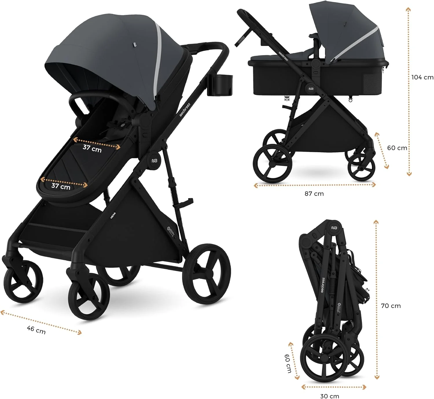 ست کالسکه مسافرتی تاشو 2 در 1 HEXA، سبد حمل و گهواره، سبد XL، سایبان ضد آب UPF 50+، کالسکه بچه با دسته قابل برگشت، جا لیوانی 2 در 1، 0-4 سال، 22 کیلوگرم ست کالسکه مسافرتی تاشو 2 در 1 HEXA، سبد حمل و گهواره، سبد XL، سایبان ضد آب UPF 50+، کالسکه بچه با دسته قابل برگشت، جا لیوانی 2 در 1، 0-4 سال، 22 کیلوگرم