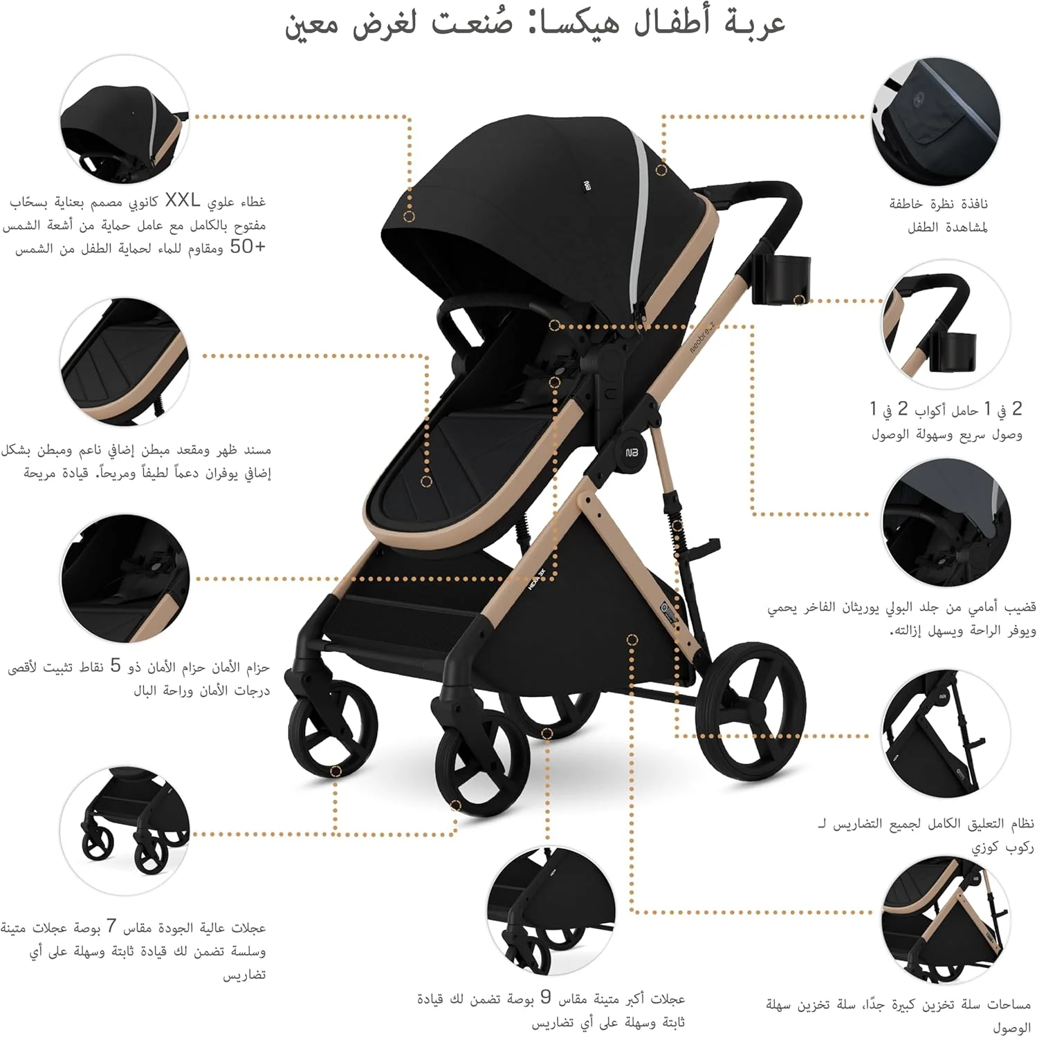 ست کالسکه مسافرتی 3 در 1 نوزاد HEXA3X به همراه صندلی ماشین، سبد XL، سایبان ضد آب UPF 50+، کالسکه با دسته قابل برگشت، 0-4 سال، 22 کیلوگرم ست کالسکه مسافرتی 3 در 1 نوزاد HEXA3X به همراه صندلی ماشین، سبد XL، سایبان ضد آب UPF 50+، کالسکه با دسته قابل برگشت، 0-4 سال، 22 کیلوگرم