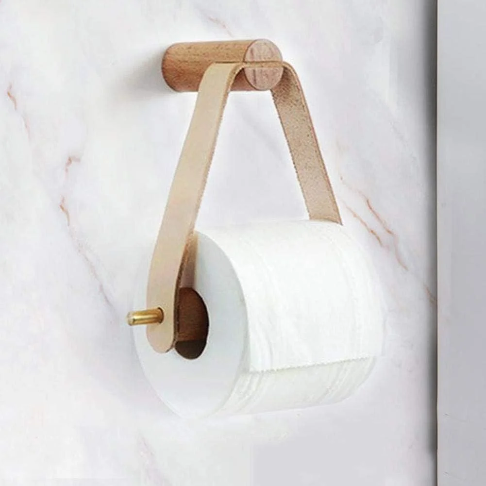 Wooden Toilet Paper Holder Wall Mount Holder Bathroom Accessories Retro Graceful