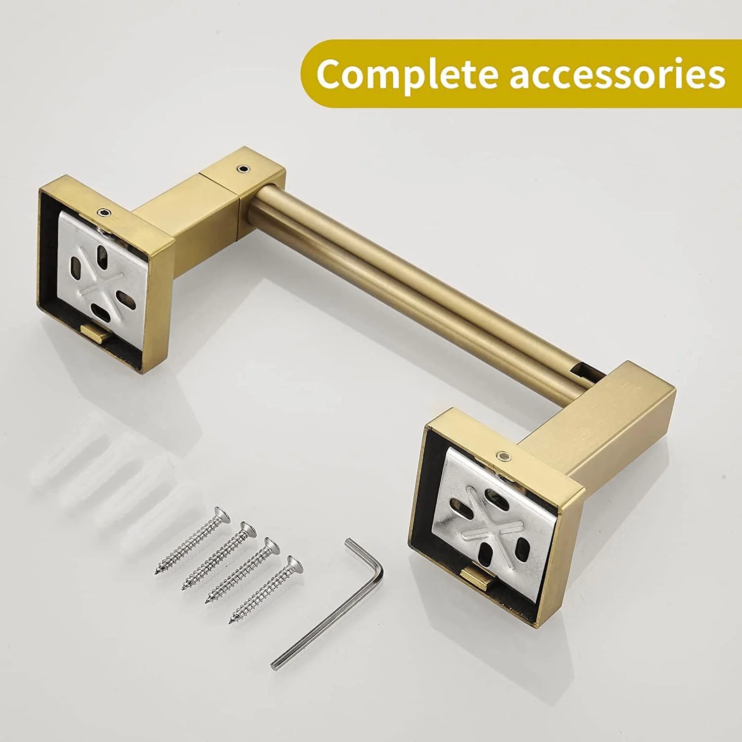 ست نگهدارنده دستمال توالت و حلقه حوله دستی طلایی WOLIBEER، نگهدارنده رول دستمال توالت برنجی برس خورده، ست سخت افزار مدرن حمام، نصب دیواری استیل ضد زنگ 2 تکه ست نگهدارنده دستمال توالت و حلقه حوله دستی طلایی WOLIBEER، نگهدارنده رول دستمال توالت برنجی برس خورده، ست سخت افزار مدرن حمام، نصب دیواری استیل ضد زنگ 2 تکه