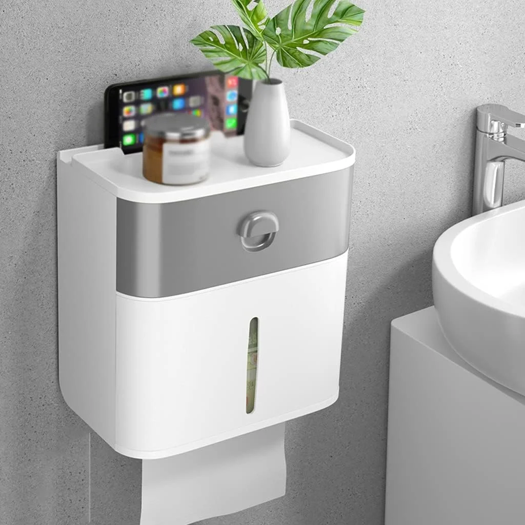 جا دستمال کاغذی ضد آب WXYZABC، دیواری، با ظرفیت بزرگ، دارای کشو، قابل حمل، قفسه دستمال کاغذی حمام جا دستمال کاغذی ضد آب WXYZABC، دیواری، با ظرفیت بزرگ، دارای کشو، قابل حمل، قفسه دستمال کاغذی حمام