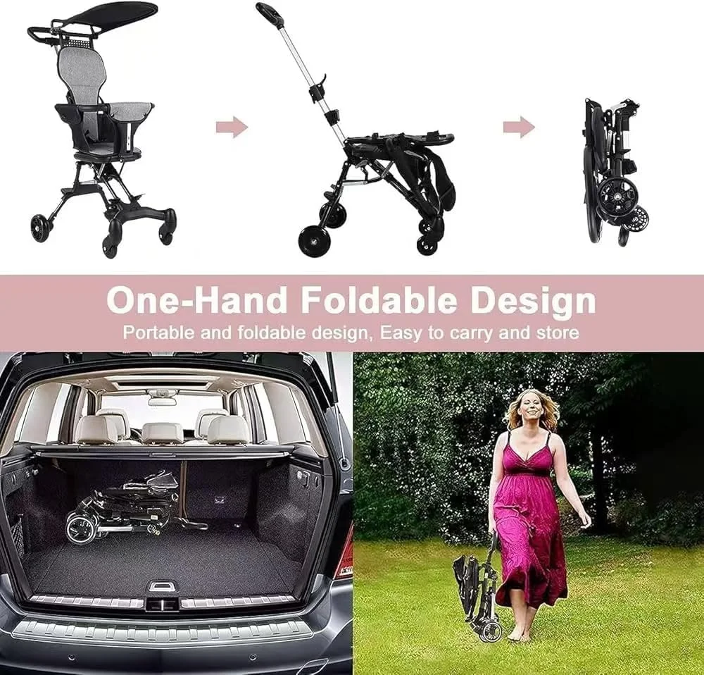 کالسکه تاشو نوزاد، کالسکه سبک وزن قابل حمل با 4 چرخ، کالسکه مسافرتی جمع و جور مناسب هواپیما، کالسکه ارگونومیک قابل تنظیم برای کودکان 1 تا 3 سال، مشکی کالسکه تاشو نوزاد، کالسکه سبک وزن قابل حمل با 4 چرخ، کالسکه مسافرتی جمع و جور مناسب هواپیما، کالسکه ارگونومیک قابل تنظیم برای کودکان 1 تا 3 سال، مشکی