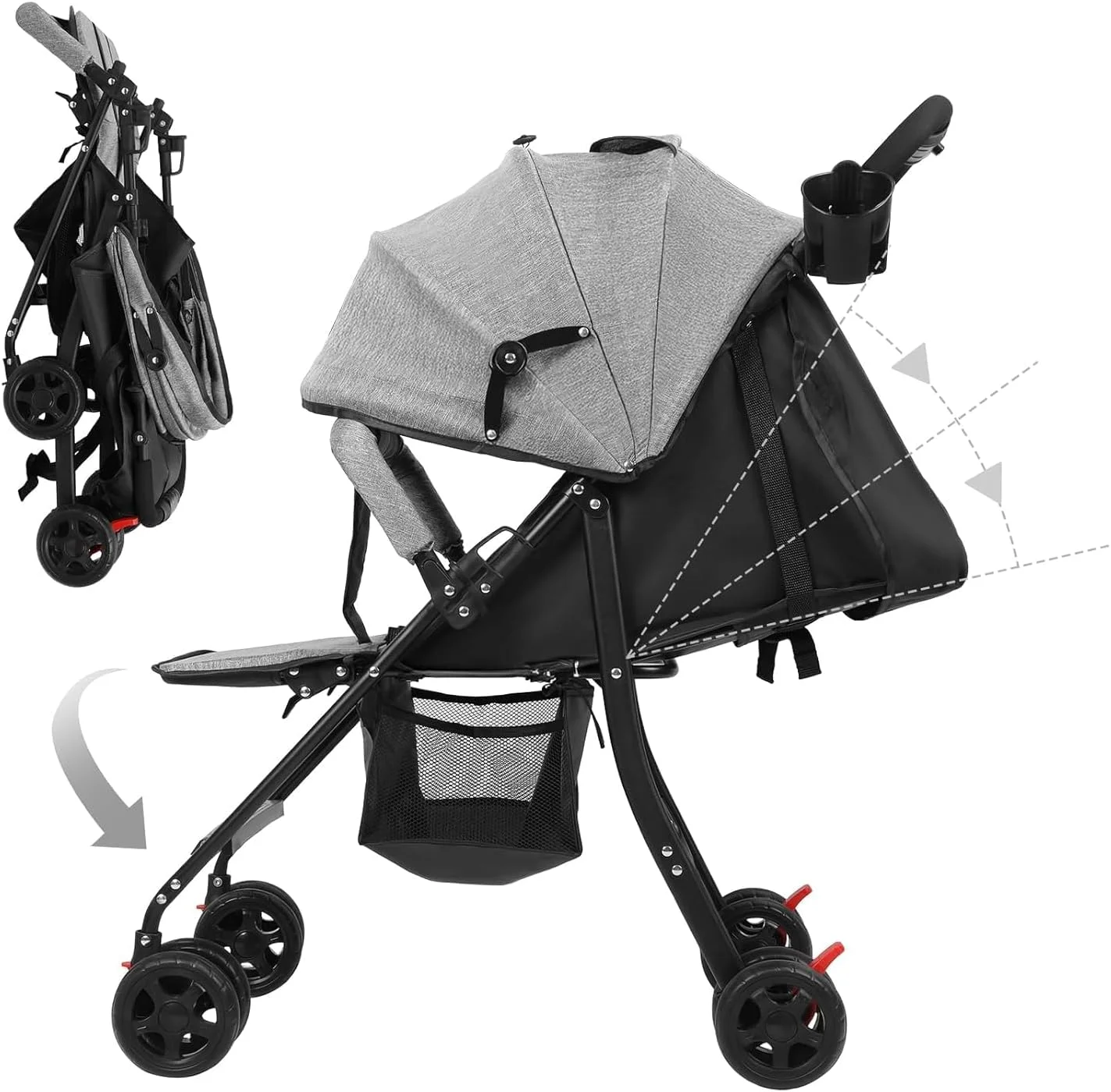 کالسکه سبک وزن کودک OYDAS، کالسکه مسافرتی تاشو با یک دست با پشتی قابل تنظیم، کمربند ایمنی 5 نقطه ای و سبد ذخیره سازی بزرگ - جمع و جور برای هواپیما/ماشین، برای نوزاد از بدو تولد تا 3 سال (0-25 کیلوگرم) کالسکه سبک وزن کودک OYDAS، کالسکه مسافرتی تاشو با یک دست با پشتی قابل تنظیم، کمربند ایمنی 5 نقطه ای و سبد ذخیره سازی بزرگ - جمع و جور برای هواپیما/ماشین، برای نوزاد از بدو تولد تا 3 سال (0-25 کیلوگرم)