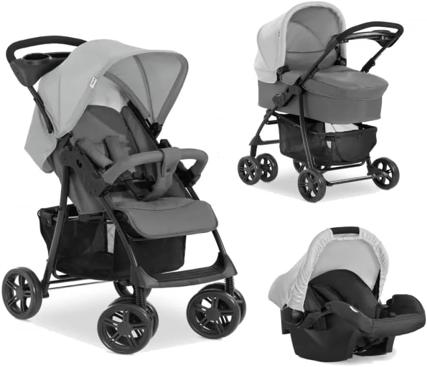 Hauck Shopper Trioset – 3-in-1 Travel System with Car Seat & Bassinet, Grey