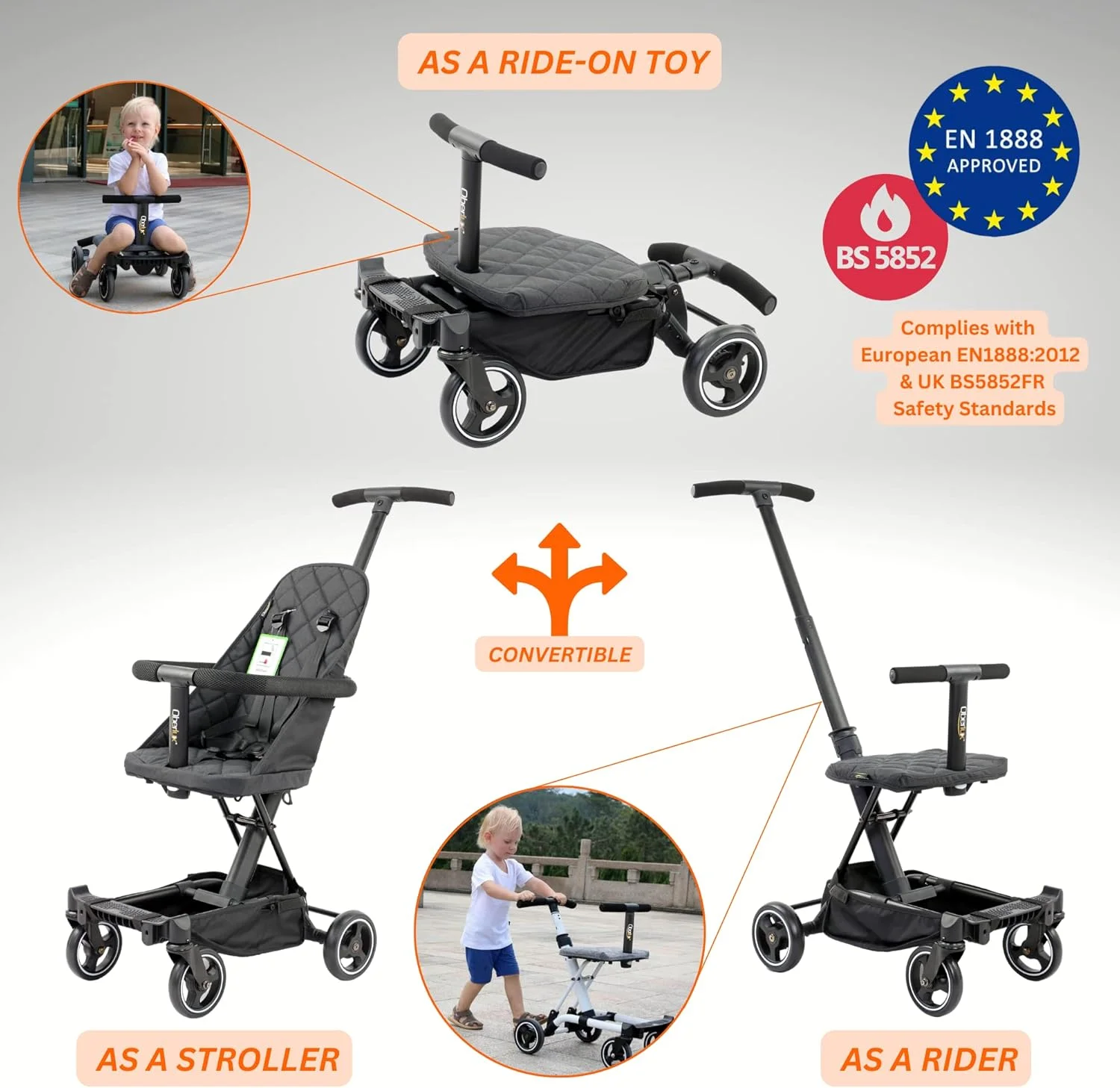 کالسکه کودک سه کاره تاشو OBERLUX | کالسکه، اسکوتر، سبک، تاشو و جمع و جور، مناسب برای سفر، 6 ماه به بالا، (مشکی) کالسکه کودک سه کاره تاشو OBERLUX | کالسکه، اسکوتر، سبک، تاشو و جمع و جور، مناسب برای سفر، 6 ماه به بالا، (مشکی)