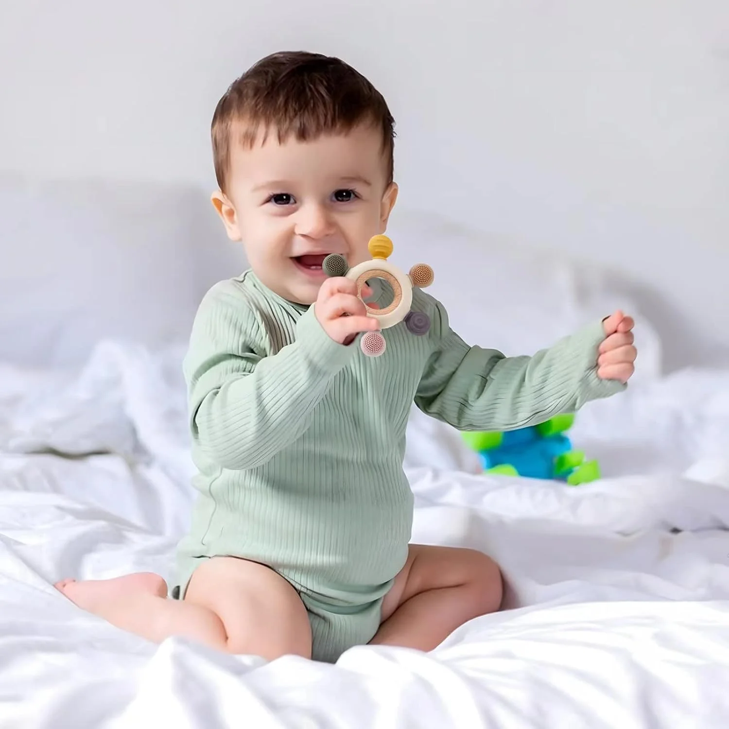 PandaEar Baby Teething Toys - Silicone Rudder Toy with Wooden Rings for Soothing Teething Pain Relief - Shower Gift for lnfants & Toddlers 3+ Months (Pink) PandaEar Baby Teething Toys - Silicone Rudder Toy with Wooden Rings for Soothing Teething Pain Relief - Shower Gift for lnfants & Toddlers 3+ Months (Pink)