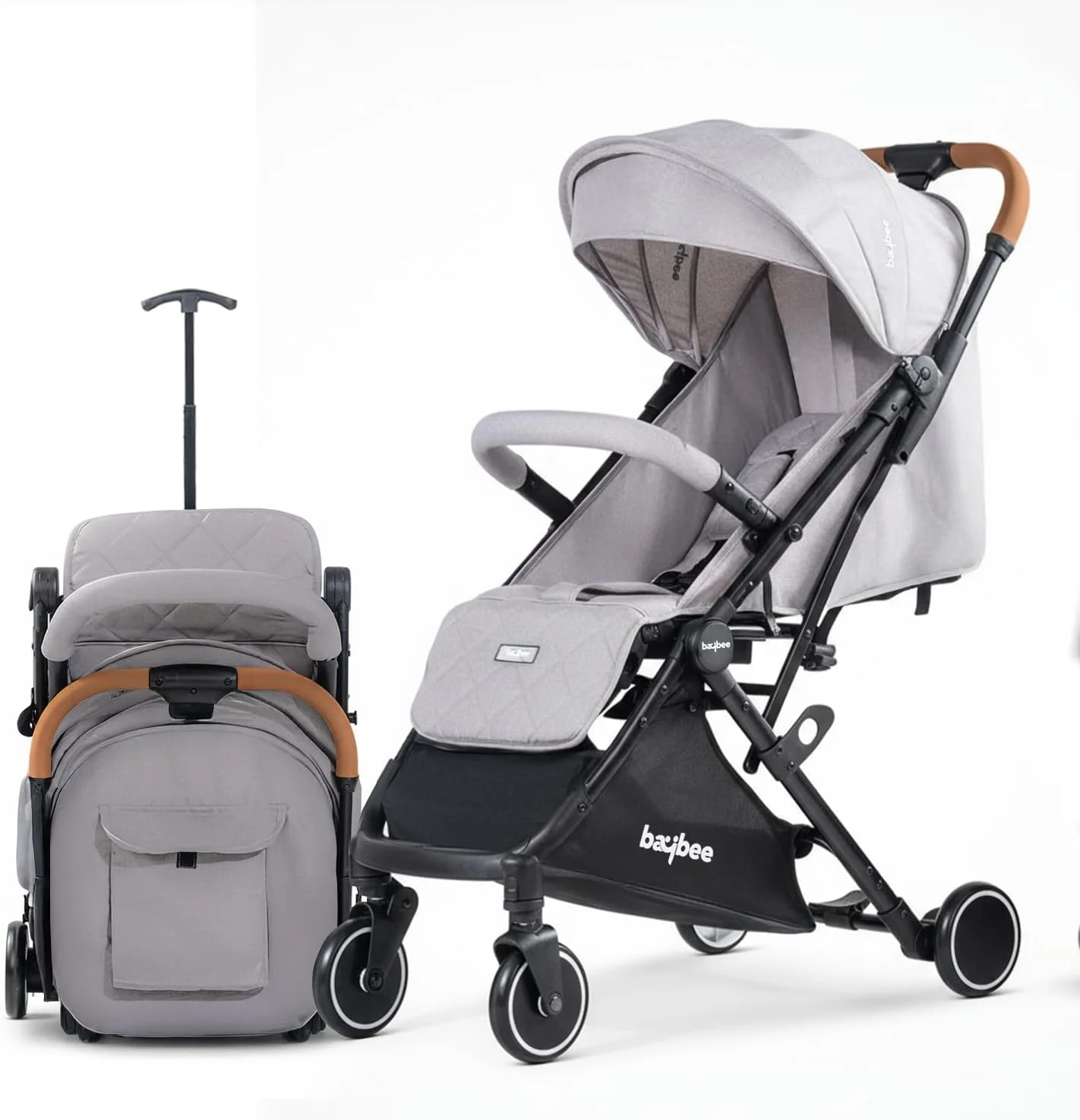کالسکه مسافرتی کودک Baybee، کالسکه تاشو سبک وزن نوزاد با قابلیت تنظیم 2 حالته، سایبان، دسته گرد و کمربند ایمنی | کالسکه کودک برای کودکان نوپا 0-3 سال پسر دختر (خاکستری/مشکی) کالسکه مسافرتی کودک Baybee، کالسکه تاشو سبک وزن نوزاد با قابلیت تنظیم 2 حالته، سایبان، دسته گرد و کمربند ایمنی | کالسکه کودک برای کودکان نوپا 0-3 سال پسر دختر (خاکستری/مشکی)