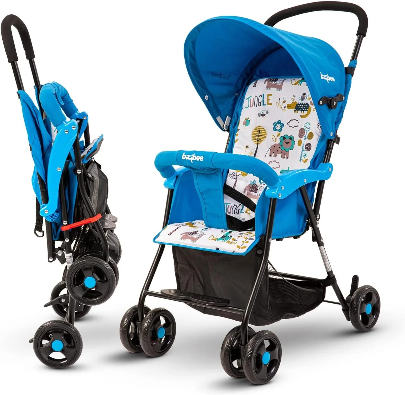 کالسکه مسافرتی کودک Baybee، کالسکه تاشو سبک وزن نوزاد با قابلیت تنظیم 2 حالته، سایبان، دسته گرد و کمربند ایمنی | کالسکه کودک نوپا 0-3 سال پسر دختر (آبی) کالسکه مسافرتی کودک Baybee، کالسکه تاشو سبک وزن نوزاد با قابلیت تنظیم 2 حالته، سایبان، دسته گرد و کمربند ایمنی | کالسکه کودک نوپا 0-3 سال پسر دختر (آبی)
