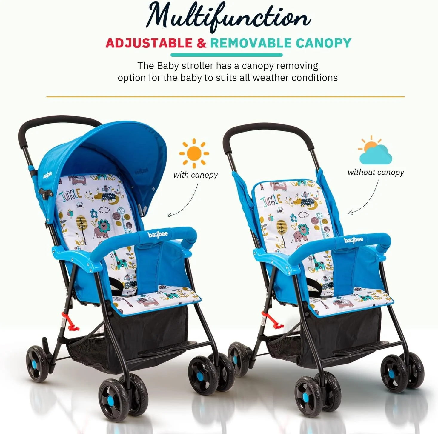 کالسکه مسافرتی کودک Baybee، کالسکه تاشو سبک وزن نوزاد با قابلیت تنظیم 2 حالته، سایبان، دسته گرد و کمربند ایمنی | کالسکه کودک نوپا 0-3 سال پسر دختر (آبی) کالسکه مسافرتی کودک Baybee، کالسکه تاشو سبک وزن نوزاد با قابلیت تنظیم 2 حالته، سایبان، دسته گرد و کمربند ایمنی | کالسکه کودک نوپا 0-3 سال پسر دختر (آبی)