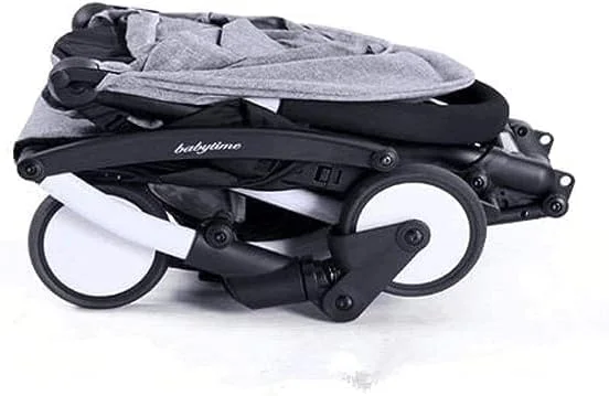کالسکه بچه بیبی تایم، جمع و جور، سبک وزن، مناسب دویدن، تاشو، خاکستری