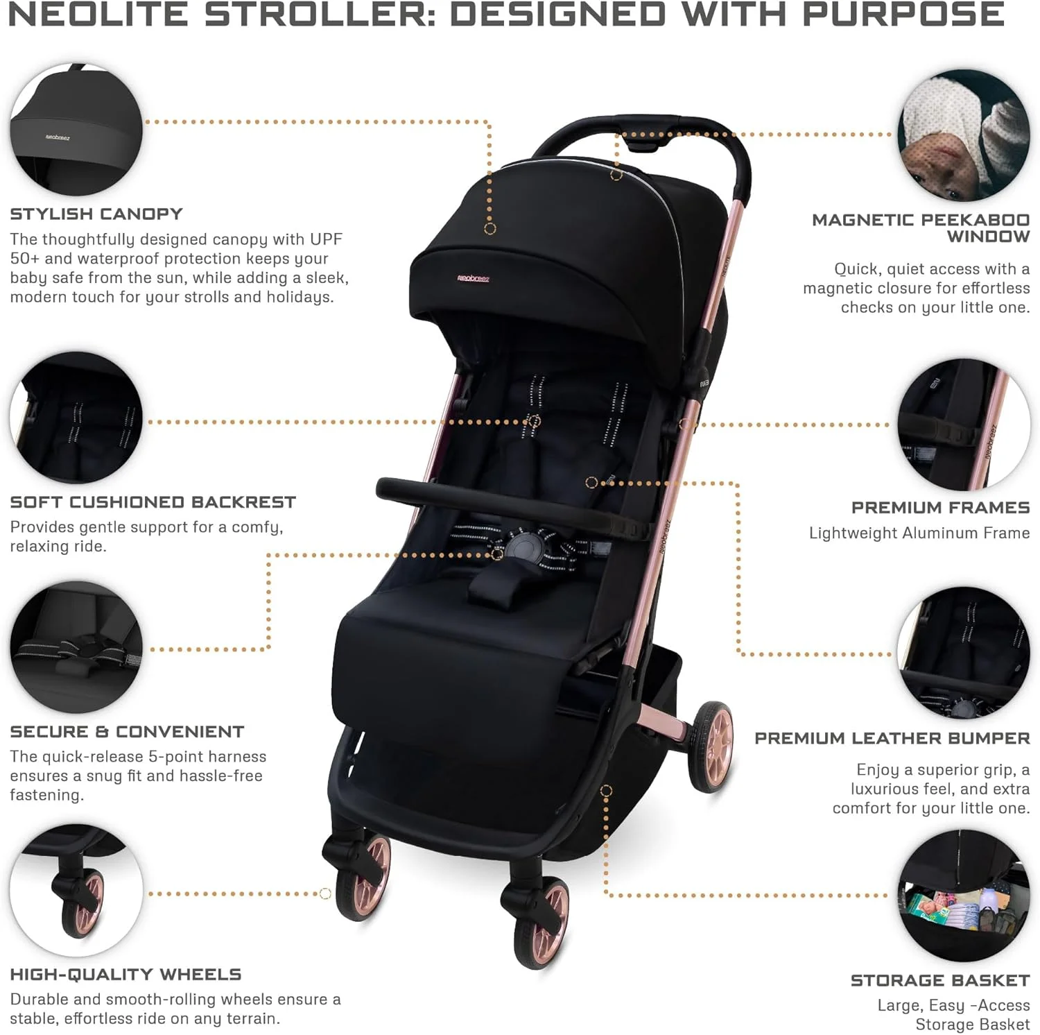 کالسکه فوق سبک نئولیت، سایز کابین هواپیما، تاشو و جمع و جور مناسب سفر، کالسکه کودک و نوزاد، تاشو با یک دست، صندلی قابل تنظیم، سایبان UPF 50+، مناسب 0-4 سال، 22 کیلوگرم کالسکه فوق سبک نئولیت، سایز کابین هواپیما، تاشو و جمع و جور مناسب سفر، کالسکه کودک و نوزاد، تاشو با یک دست، صندلی قابل تنظیم، سایبان UPF 50+، مناسب 0-4 سال، 22 کیلوگرم