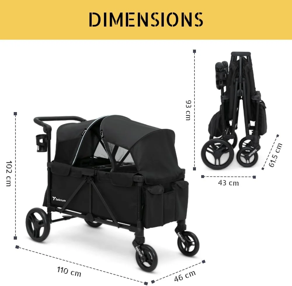 کالسکه واگنی TEKNUM Fellow برای 2 کودک به همراه سینی اسنک - مشکی کالسکه واگنی TEKNUM Fellow برای 2 کودک به همراه سینی اسنک - مشکی